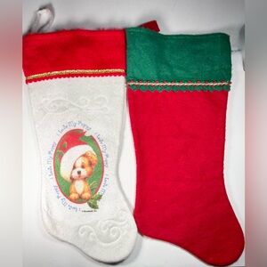 2 Vintage 16" Felt Christmas Stockings (Morehead - I Love My Puppy) Great Cond!